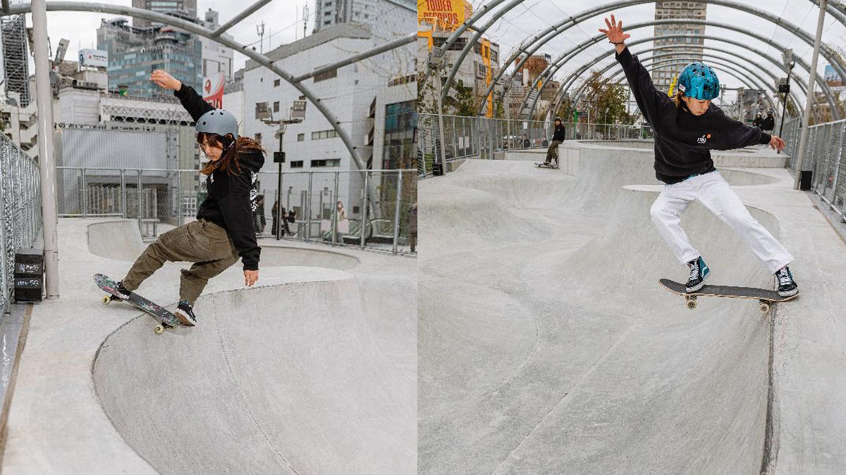 宮下公園スケート場にて四十住さくら選手が5gを体感 Au 5gを活用しマルチカメラで多視点撮影 一般社団法人渋谷未来デザイン